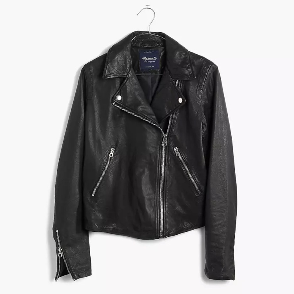 Madewell Washed Leather Motorcycle Jacket Size XS